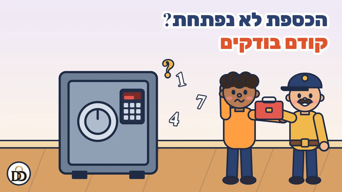 איור קריקטורה: הכספת לא נפתחת? מה בודקים לפני שמקדחים או מנחשים קודים